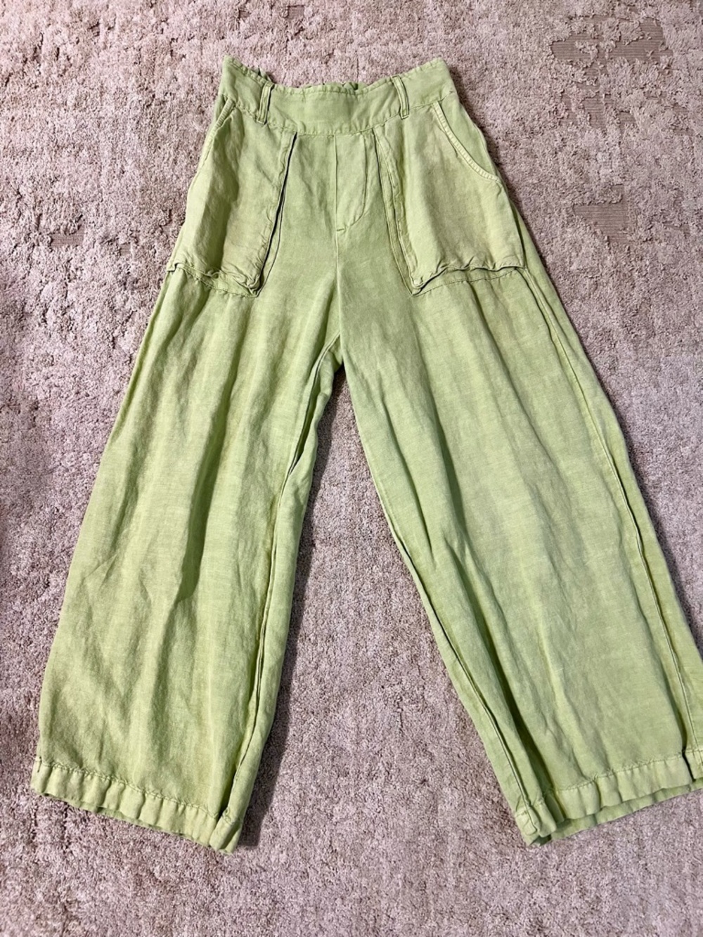 Young Fabulous & Broke Light Green Wide Leg Linen Mix Pants